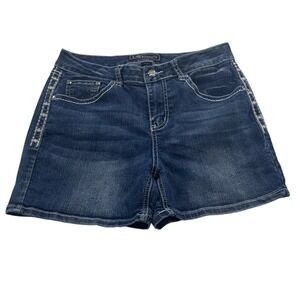 Y2K Cato Premium Rhinestone Sequin Embroidered Denim Shorts Women's Size 8